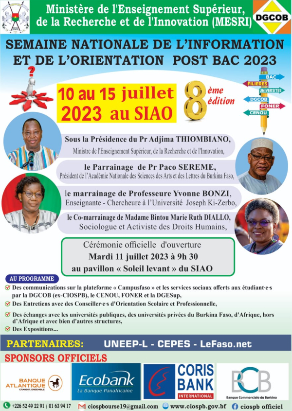 SEMAINE DE L'ORIENTATION DES NOUVEAUX BACHELIER AU SIAO 2023